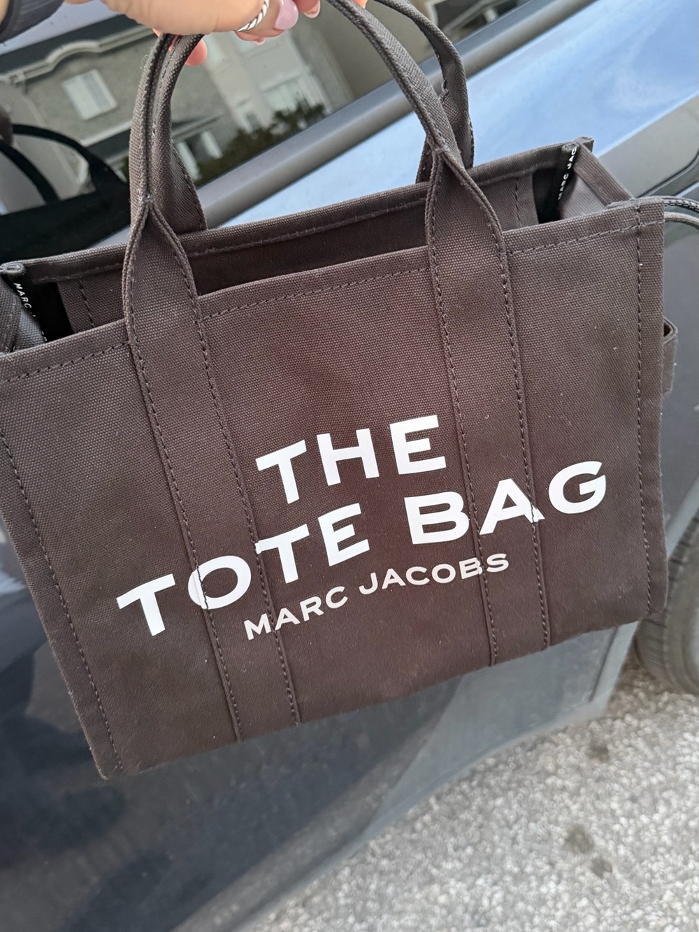 Marc Jacobs Brown Canvas 'The Tote Bag' with White Logo
